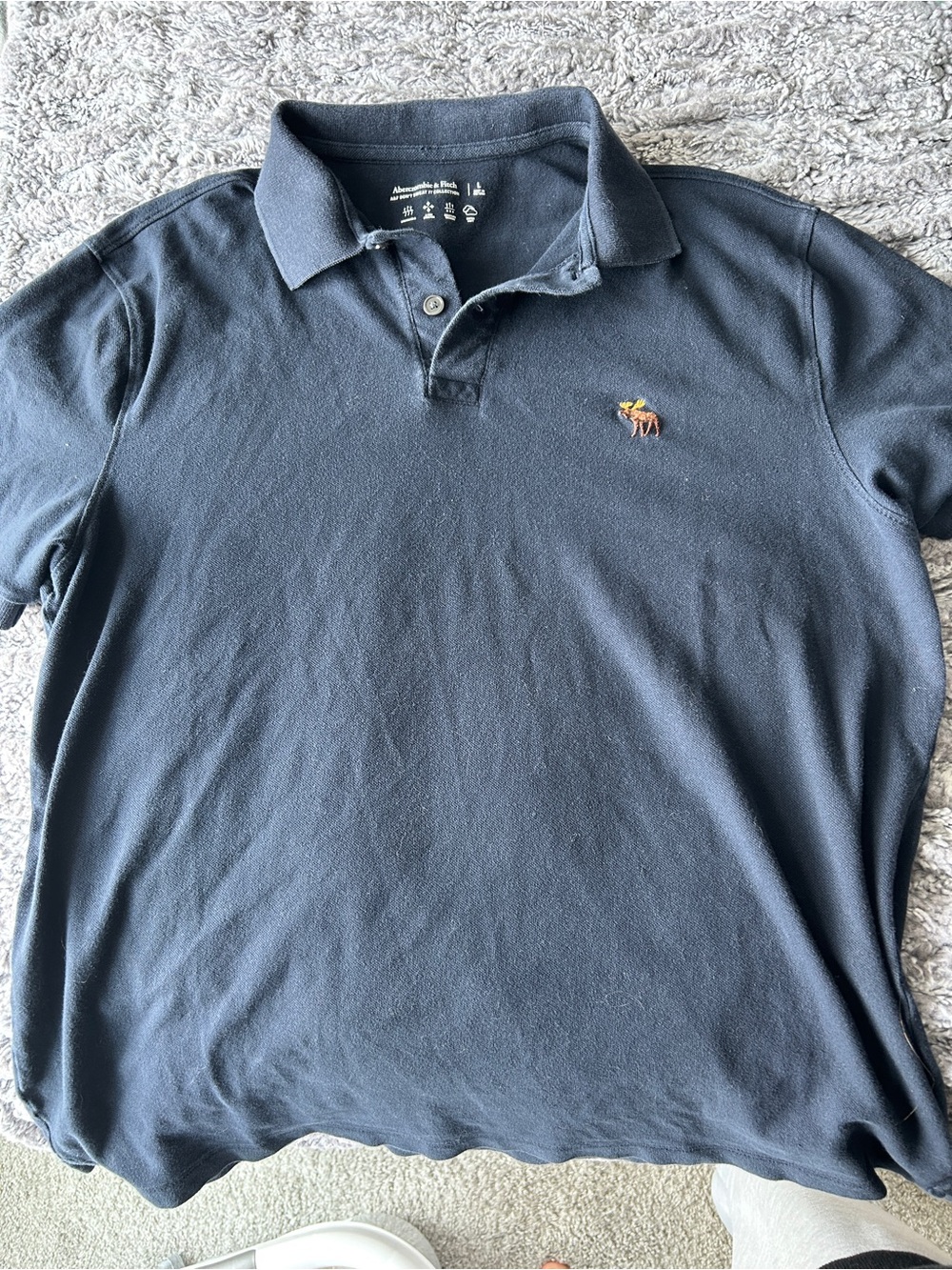 Abercrombie & Fitch Navy Polo with Iconic Moose Embroidery